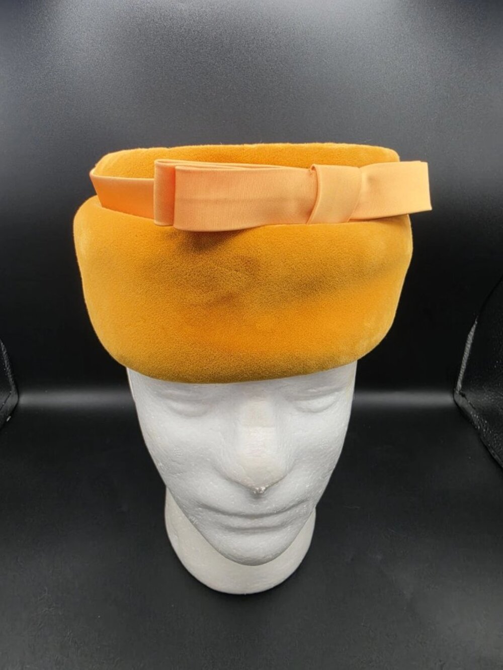 Vintage Bollman Wool Felt Hat Mustard Yellow Bucket Cloche USA